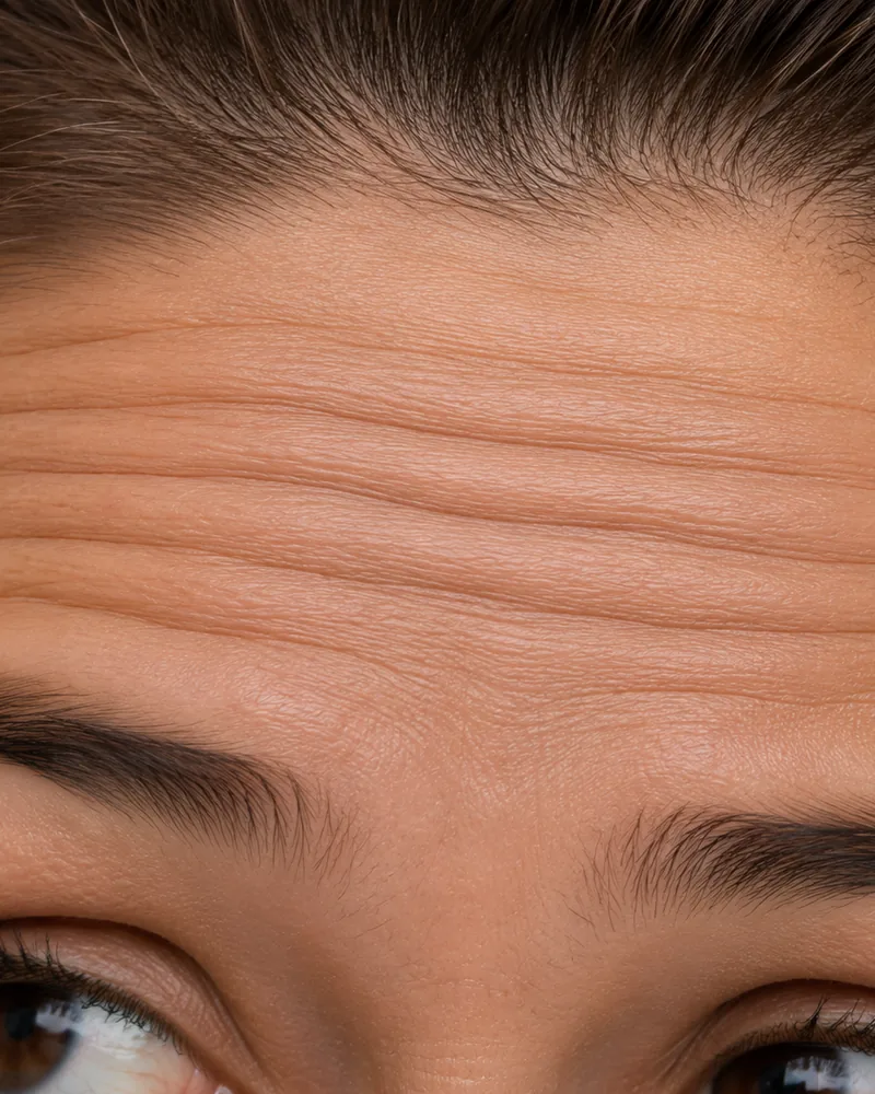 Natural image showing forehead lines