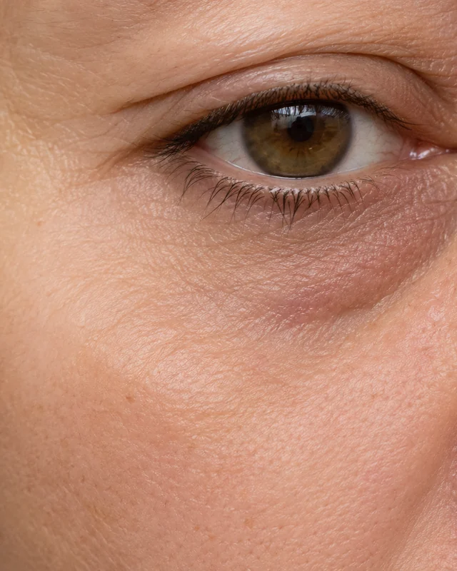 Natural under-eye area showing tear-trough hollowing