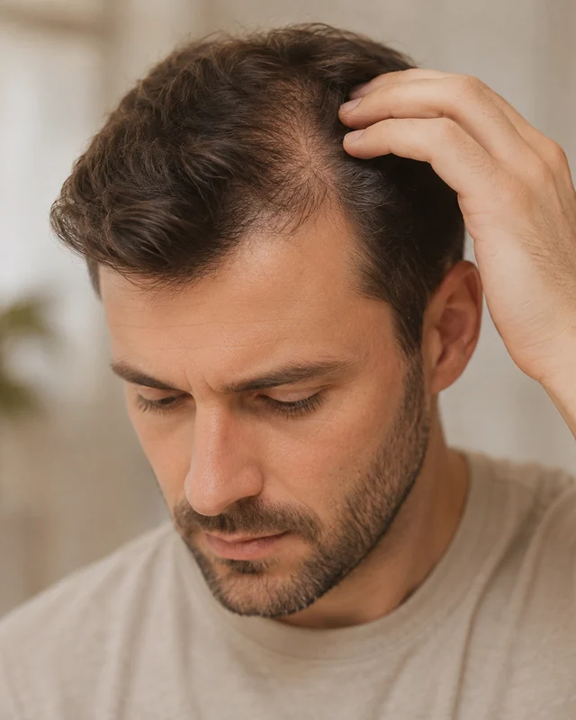 Natural image showing receding hairline
