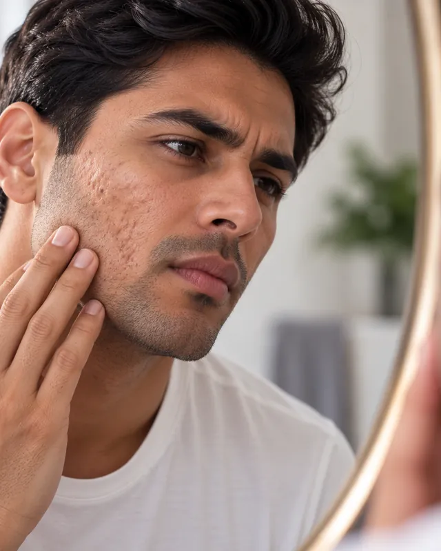 Natural image showing acne scarring