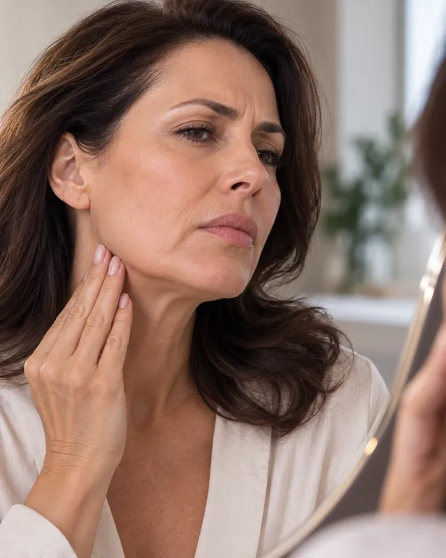 Natural image showing jawline & lower face