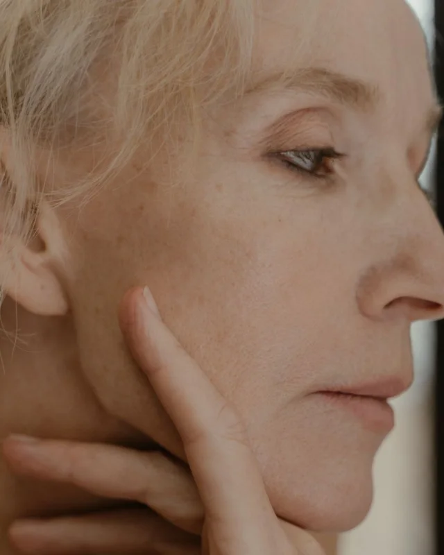 Natural close-up of fine facial lines and skin texture