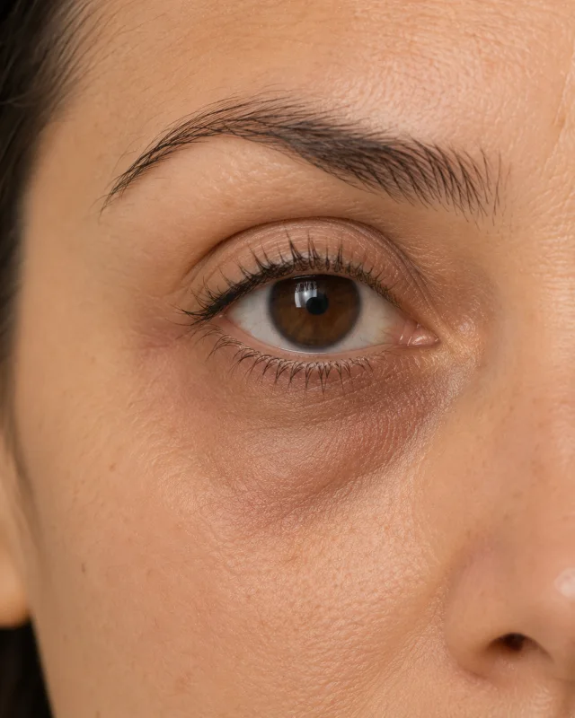 Natural eye area showing dark circles and under-eye shadowing