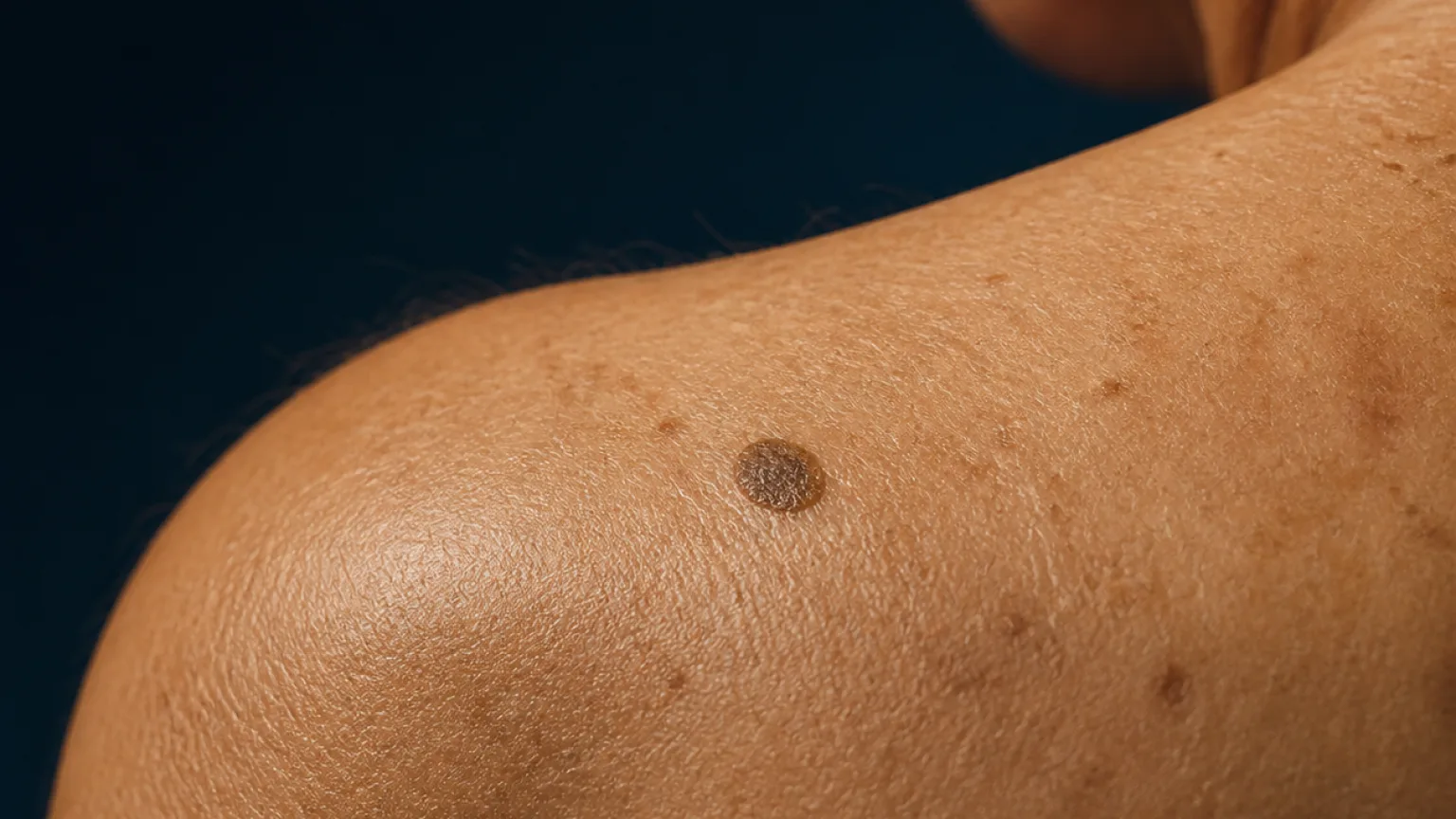 Close clinical view of a seborrhoeic keratosis on natural skin