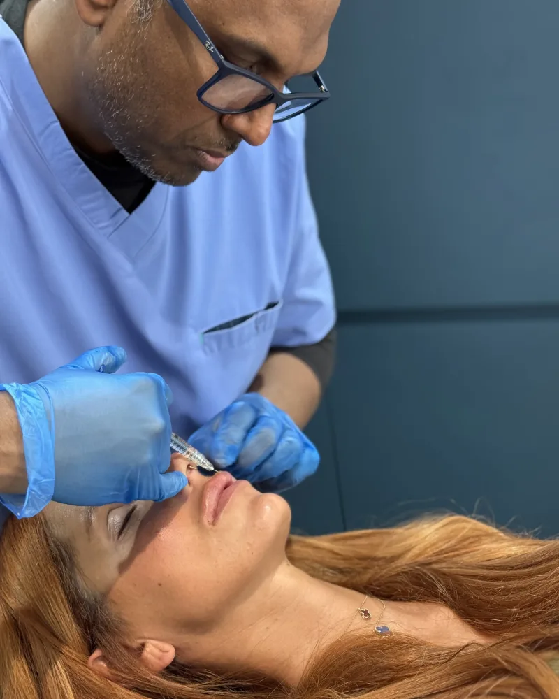 Doctor-led, precise filler injection technique at Rejuvena Clinic, Bedford — the same cannula-based approach used for Radiesse placement