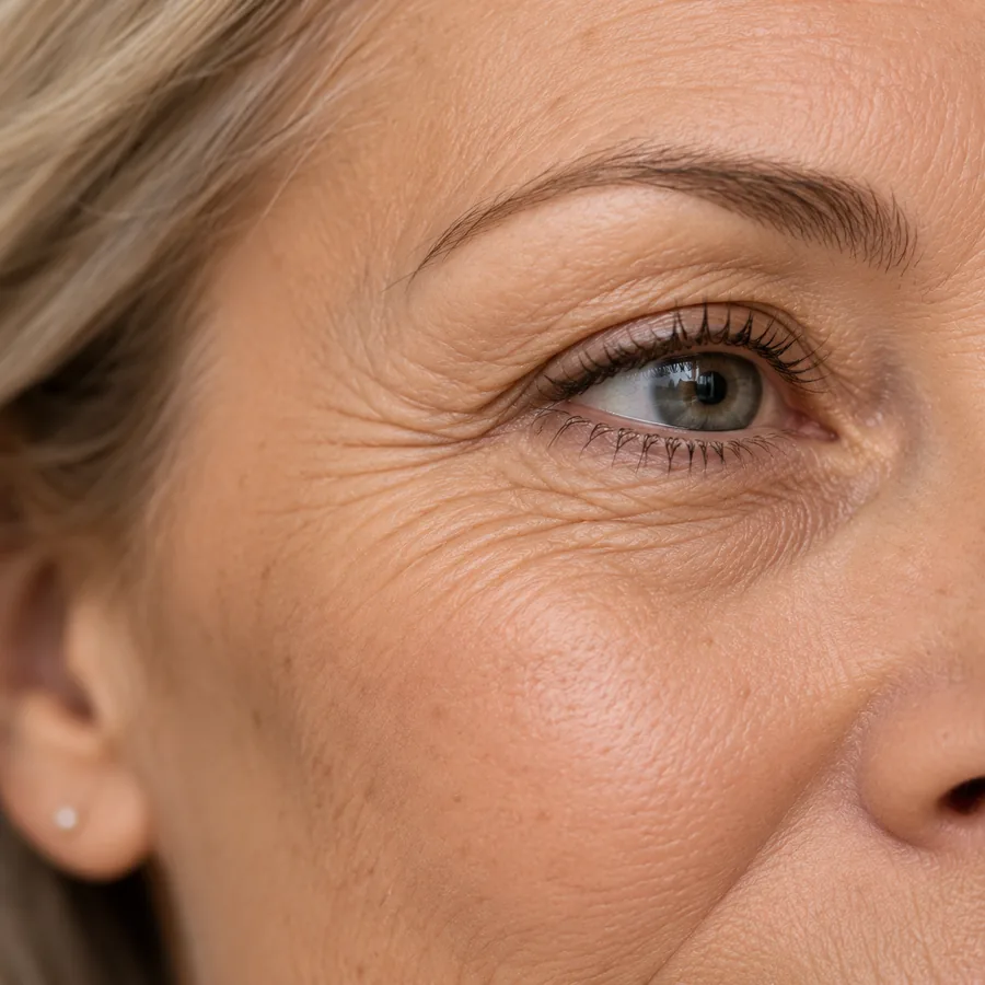 Natural image showing fine lines around the eyes