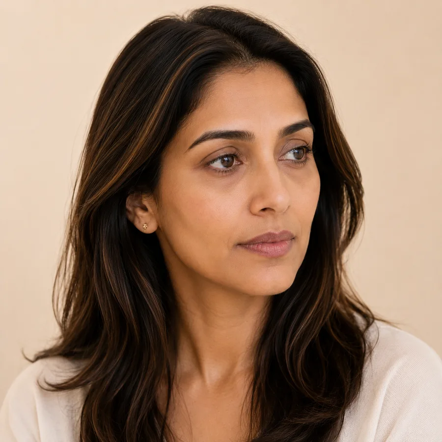 Illustrative portrait showing under-eye hollowing