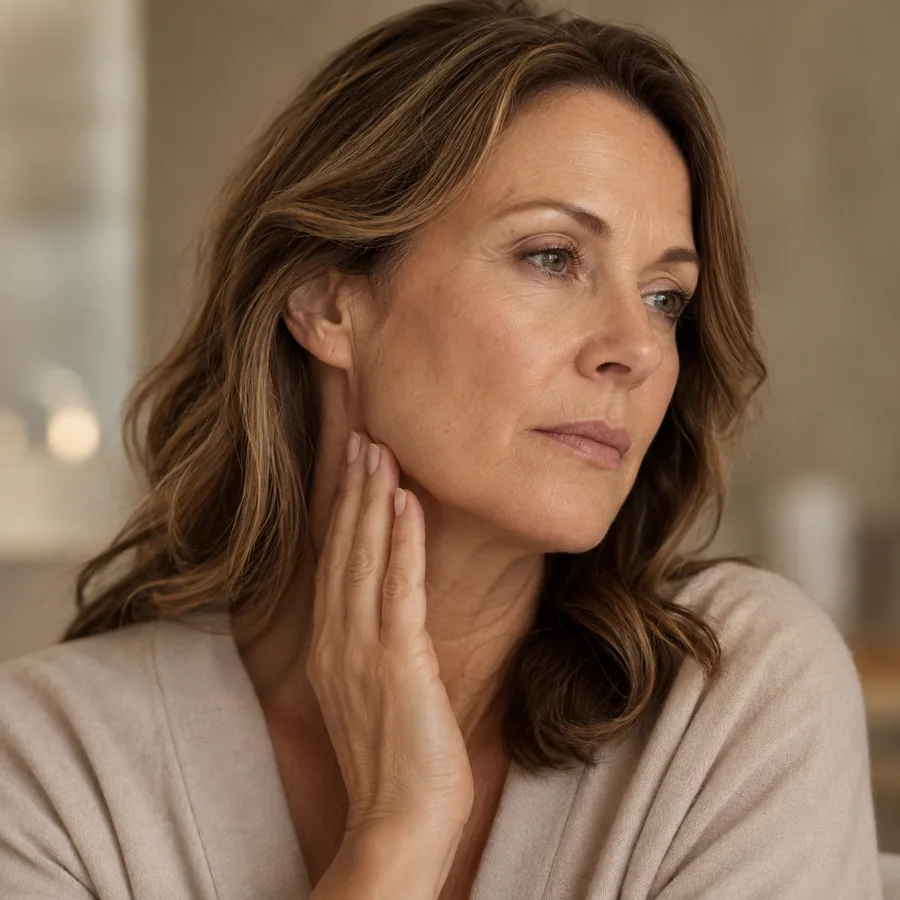 Illustrative portrait showing jawline and lower-face changes