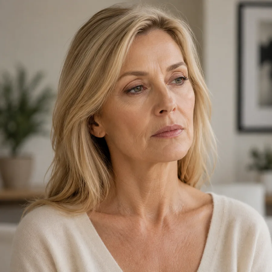 Illustrative portrait showing generalised age-related facial volume loss
