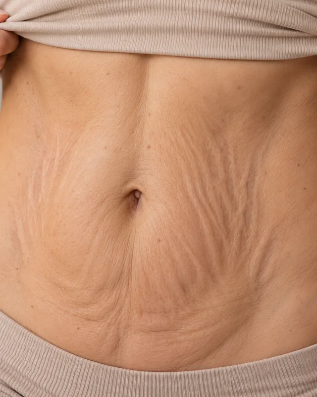 Natural image showing abdominal laxity after pregnancy