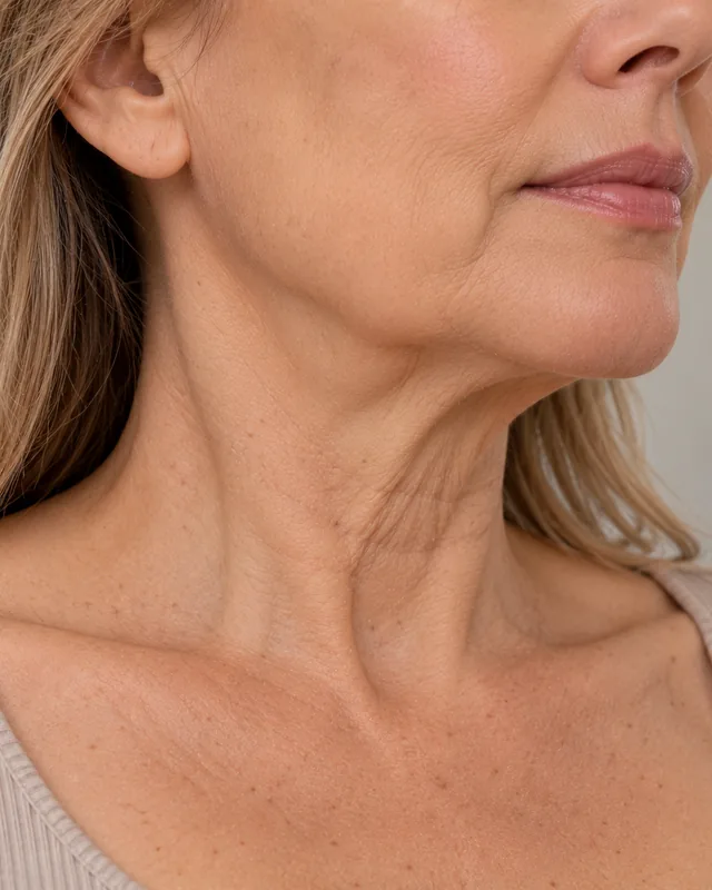 Natural image showing jawline and neck laxity