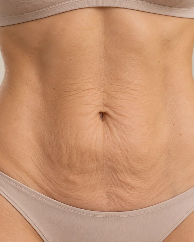 Natural image showing loose abdominal skin