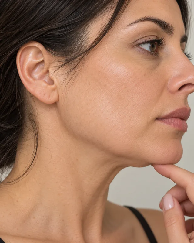 Natural image showing jawline definition