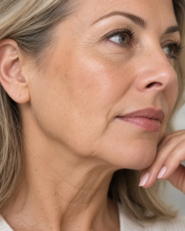 Natural image showing jowls & lower face