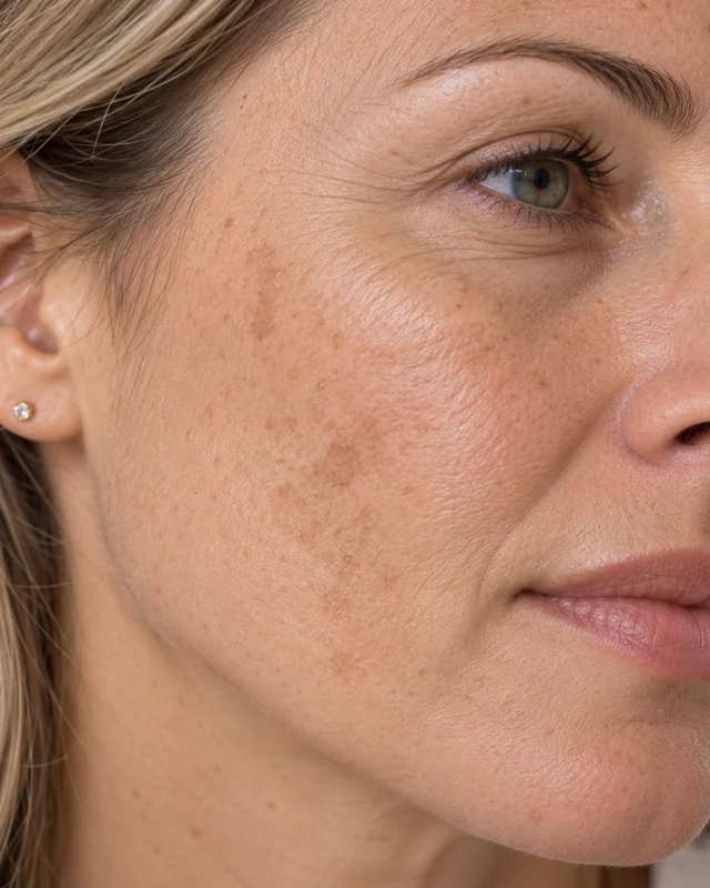 Natural image showing uneven skin tone