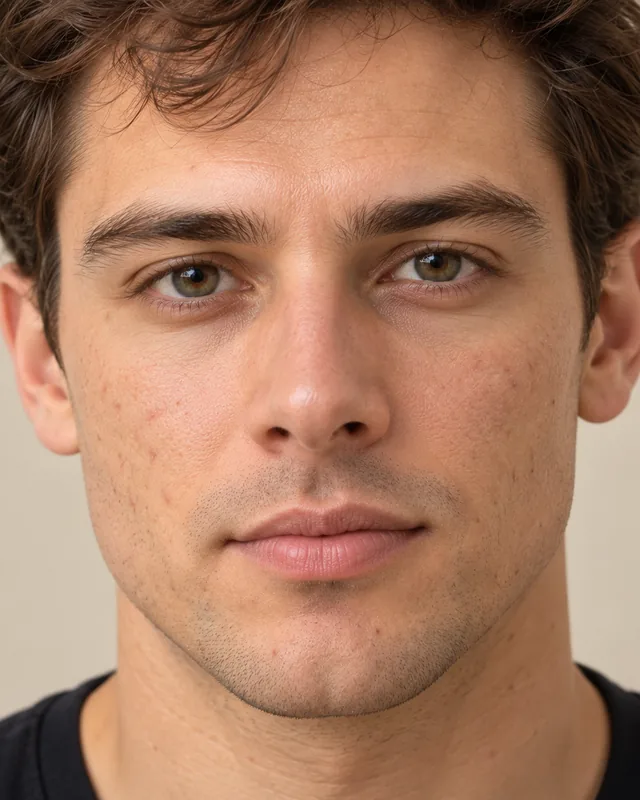 Natural image showing mild acne scarring