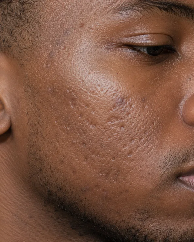 Natural image showing acne scarring